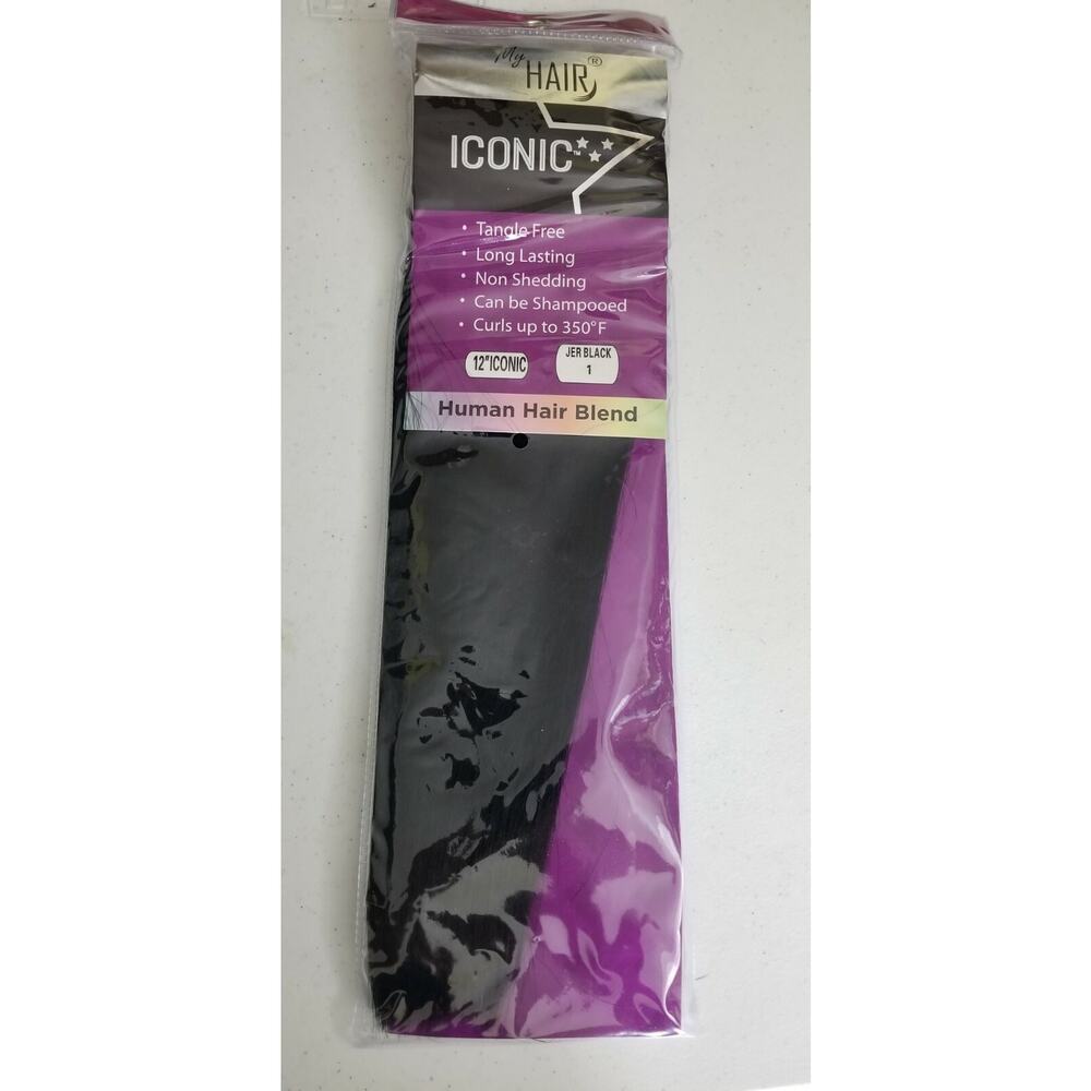 Lot of 4, My Hair Extensions, Iconic- Human Hair Blend. 12" Iconic - Jer Black 1